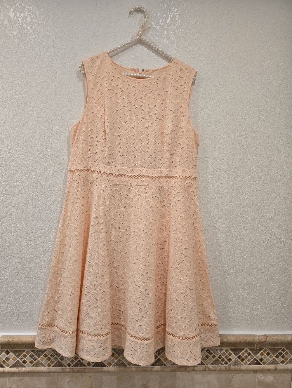 Calvin Klein Women's Sleeveless Cotton Eyelet Fit and Flare Dress Blossom 14 - Picture 3 of 8